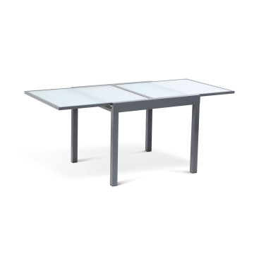 Table de jardin extensible en verre trempé 90-180cm