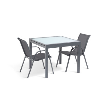 Table de jardin extensible en verre trempé 90-180cm