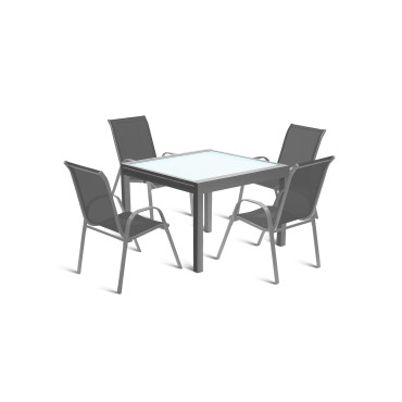 Table de jardin extensible en verre trempé 90-180cm