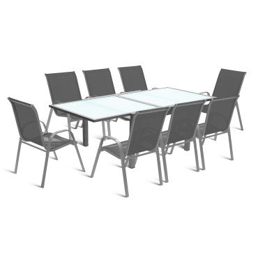 Table de jardin extensible en verre trempé 90-180cm