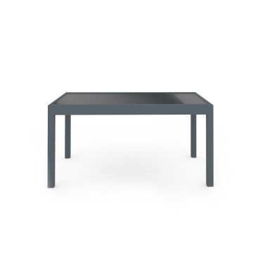 Table de jardin extensible en verre trempé gris foncé 135-270cm