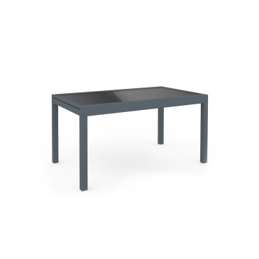 Table de jardin extensible en verre trempé gris foncé 135-270cm