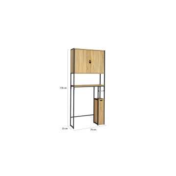 Meuble spécial dessus de WC avec armoire double portes et étagère