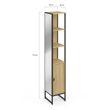 Colonne de salle de bain Memphis 1 porte avec miroir 170cm