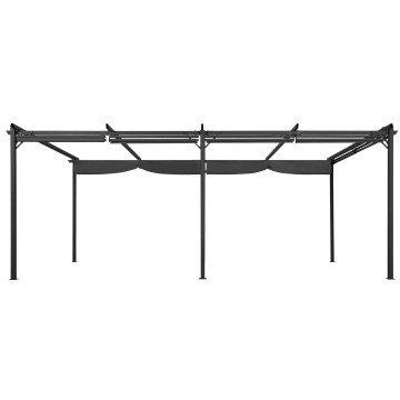 Pergola Marina en acier avec toit rétractable et 6 stores gris 3x6m