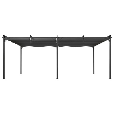 Pergola Marina en acier avec toit rétractable et 6 stores gris 3x6m