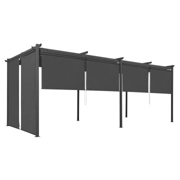 Pergola Marina en acier avec toit rétractable et 6 stores gris 3x6m