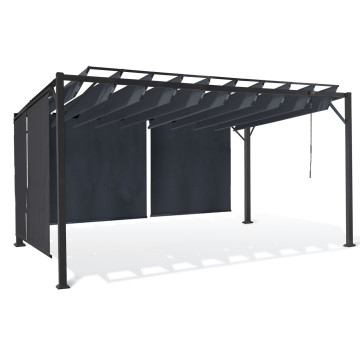 Pergola Venice toit lames orientables et 4 stores gris 3x4m