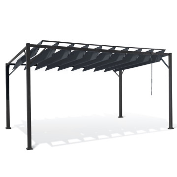 Pergola Venice toit lames orientables et 4 stores gris 3x4m