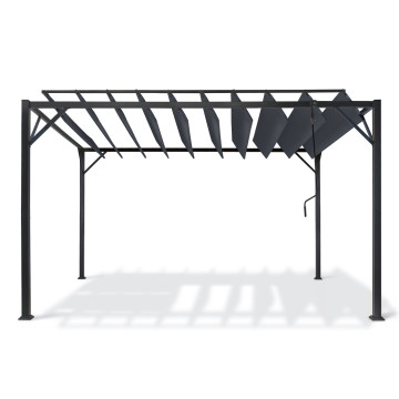 Pergola Venice toit lames orientables et 4 stores gris 3x4m