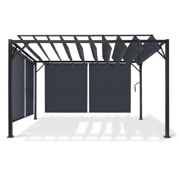 Pergola Venice toit lames orientables et 4 stores gris 3x4m