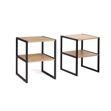 Tables de chevets Memphis avec étagère - lot de 2