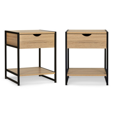 Tables de chevets Memphis 1 tiroir - lot de 2