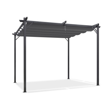 Pergola Marina en acier et toit rétractable gris 3x3m