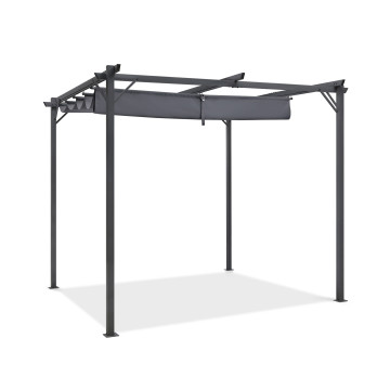 Pergola Marina en acier et toit rétractable gris 3x3m