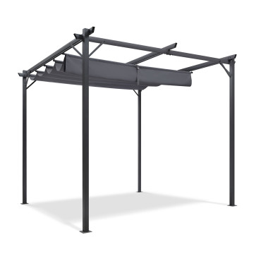 Pergola Marina en acier et toit rétractable gris 3x3m