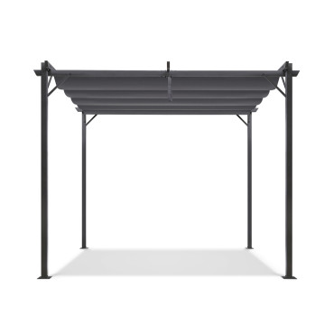 Pergola Marina en acier et toit rétractable gris 3x3m