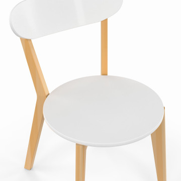 Chaises Frida assise blanche et pieds bois