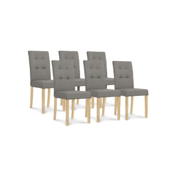 Chaises Polly en tissu et pieds bois