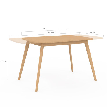 Table repas extensible Venezia 120-160cm