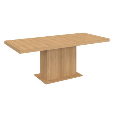 Table repas extensible Albane 160-200cm bois pieds effet tasseaux avec rangement intégré