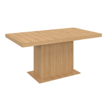 Table repas extensible Albane 160-200cm bois pieds effet tasseaux avec rangement intégré