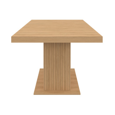 Table repas extensible Albane 160-200cm bois pieds effet tasseaux avec rangement intégré