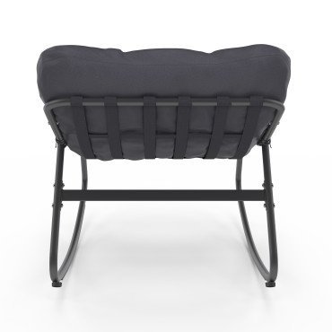 Fauteuils de jardin à bascule avec coussin gris - lot de 2