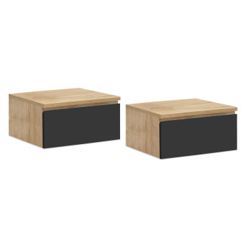 Tables de chevet suspendues Tom 1 tiroir bois et noir - lot de 2