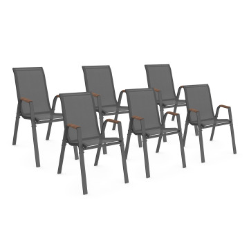 Chaises de jardin Ozéa en textilène et rotin - lot de 6