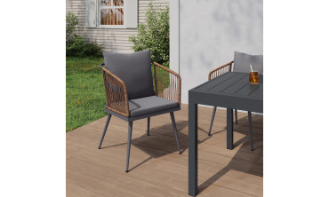 Chaises de jardin Florida en osier avec coussins - lot de 2