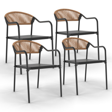 Chaises de jardin Nazare en osier et textilène - lot de 4