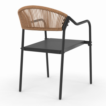 Chaises de jardin Nazare en osier et textilène - lot de 4