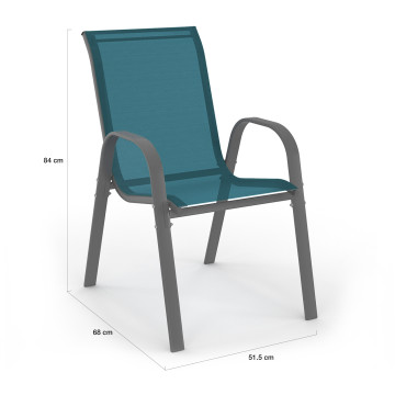 Chaises de jardin empilables en textilène bleu - lot de 6