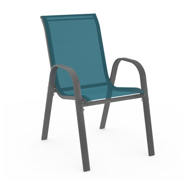 Chaises de jardin empilables en textilène bleu - lot de 6