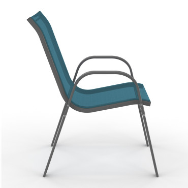 Chaises de jardin empilables en textilène bleu - lot de 6