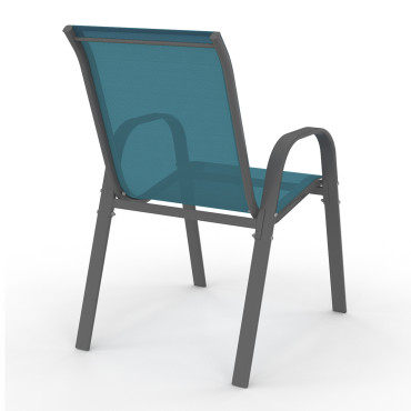 Chaises de jardin empilables en textilène bleu - lot de 6