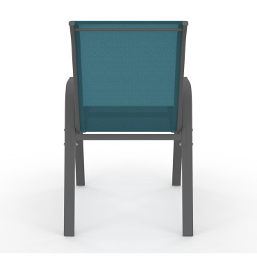 Chaises de jardin empilables en textilène bleu - lot de 6