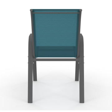 Chaises de jardin empilables en textilène bleu - lot de 6