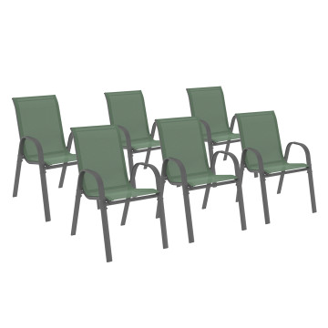 Chaises de jardin empilables en textilène vert - lot de 6