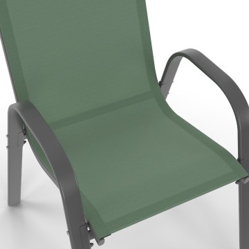 Chaises de jardin empilables en textilène vert - lot de 6