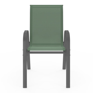 Chaises de jardin empilables en textilène vert - lot de 6