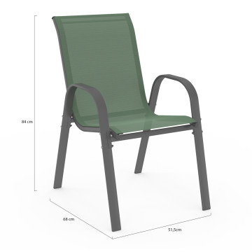 Chaises de jardin empilables en textilène vert - lot de 6