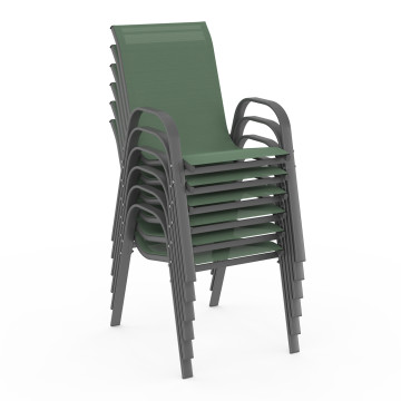 Chaises de jardin empilables en textilène vert - lot de 6