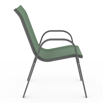 Chaises de jardin empilables en textilène vert - lot de 6