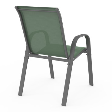 Chaises de jardin empilables en textilène vert - lot de 6