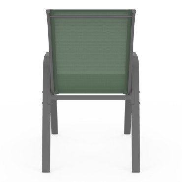 Chaises de jardin empilables en textilène vert - lot de 6