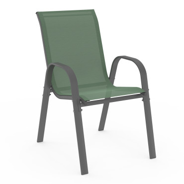 Chaises de jardin empilables en textilène vert - lot de 6