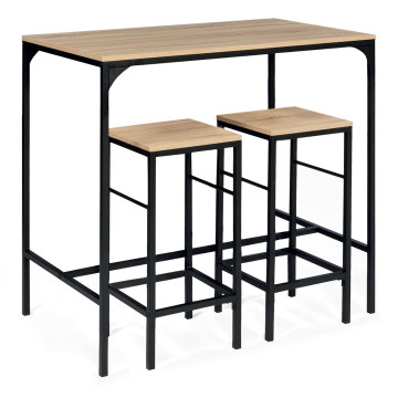 Table haute repas Memphis  95cm + 2 tabourets