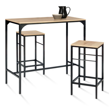 Table haute repas Memphis  95cm + 2 tabourets